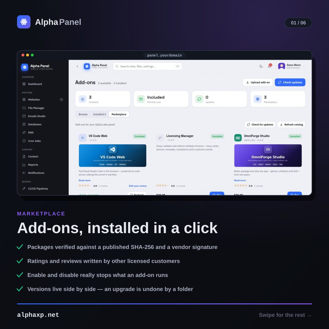 Add-ons extend the panel; the file manager is core, and core is where the safety rules live.
