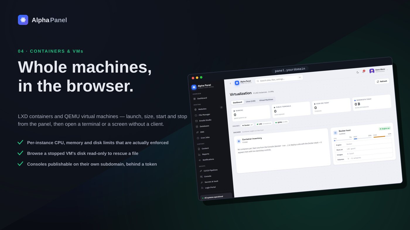 Containers and VMs from one panel, without lying about the difference